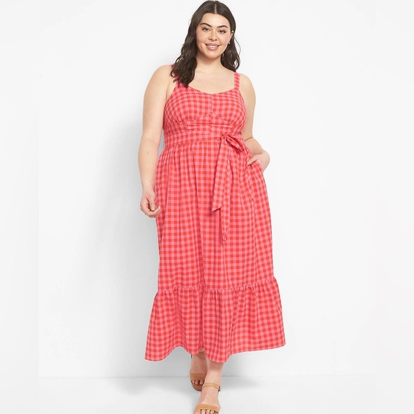 Lane Bryant Red Gingham Maxi Dress - Picture 2 of 8